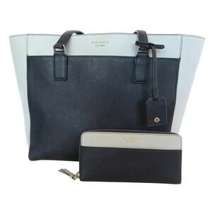 KATE SPADE Madison Colorblock Blue Saffiano Leather Large Tote Bag w/ Wallet